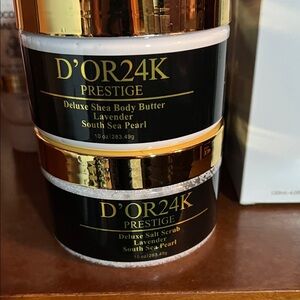 D'OR24K Prestige Deluxe Shea Body Butter and Salt Scrub Set